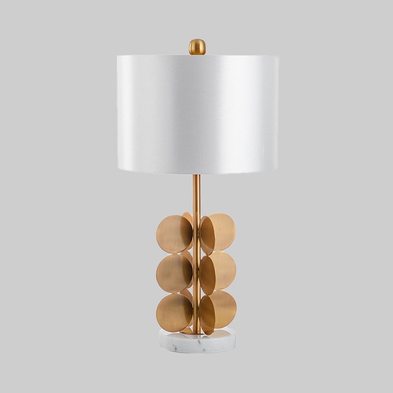 Stoffzylindrische Nachttischlampe zeitgenössische 1 Glühbirne Lesebuch Licht in Weiß