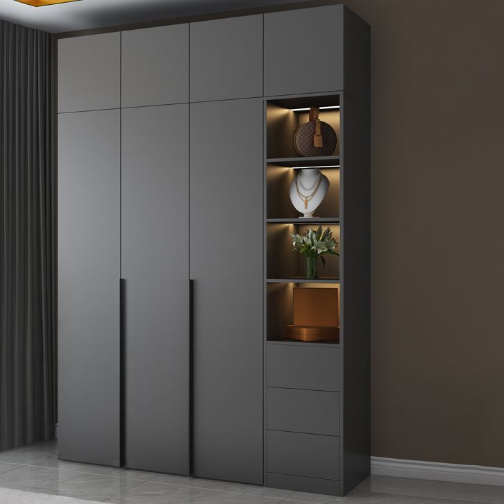 Grey Contemporary Style Wardrobe Armoire Engineered Wood Wardrobe