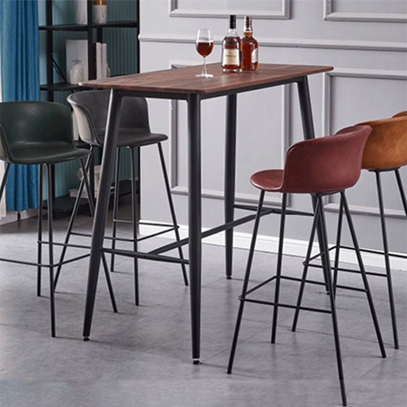 Restaurant Low Back Bar Stool Modern Leather Footrest Counter Height Stool