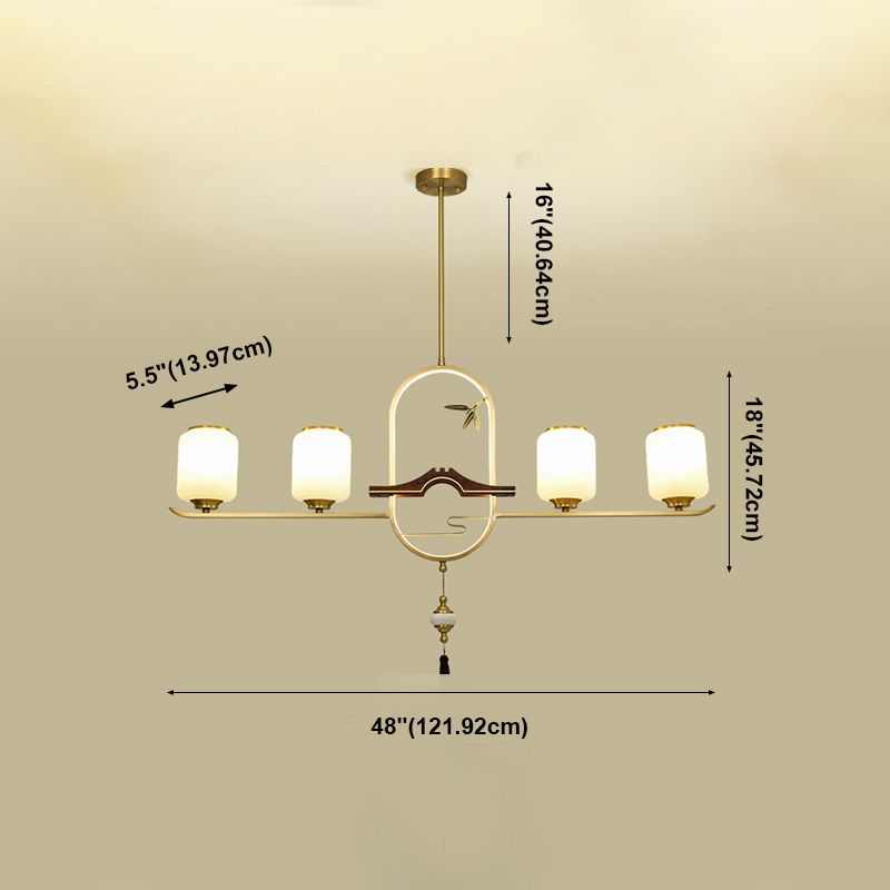 Simplicidad moderna Cilindro Luces de la isla de la isla Luces colgantes de vidrio blanco