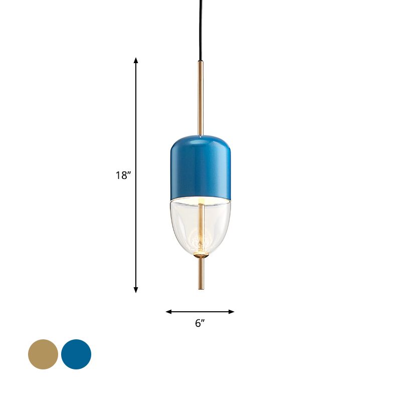 Elipsoidal/cono/Long Cónselo Lucina colgante de vidrio transparente LED Posmodernista Gold/Blue Hanging Light Kit en luz blanca/cálida