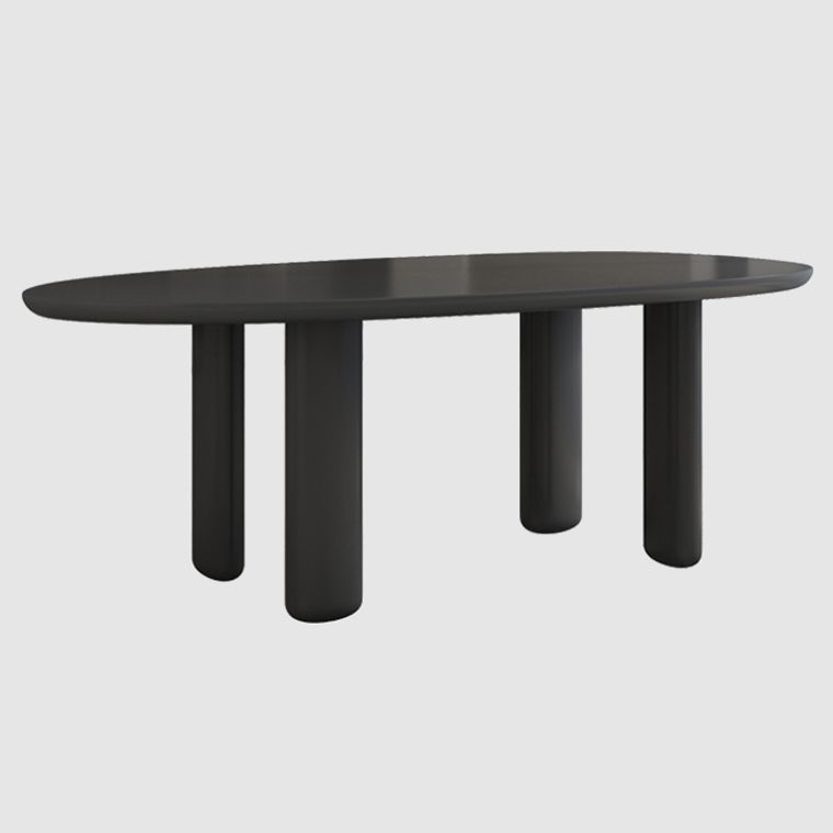 Oval Solid Wood Dining Table in Grey/Black Modern Table with 4 Legs for Restaurant