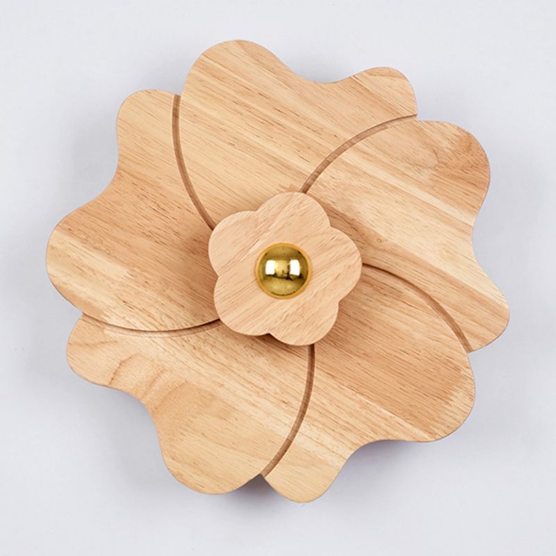 Flower Shape Wooden Sconce Light Chinese Style Wall Lighting Ideas for Bedroom Tearoom