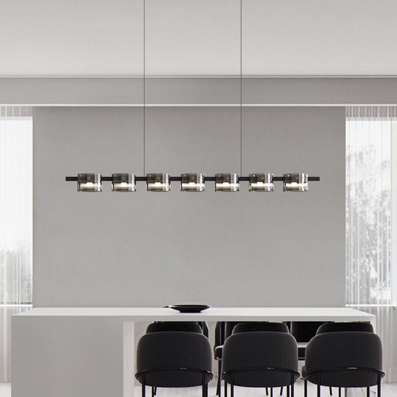 Hanging Lamp Modern Island Chandelier Lights in Black Finish for Dining Room