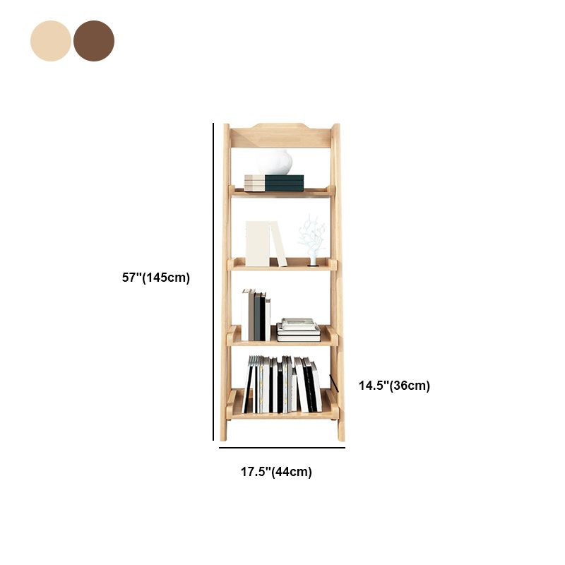 Modern Walnut Open Book Shelf Ladder Shelf Bookcase for Study Room