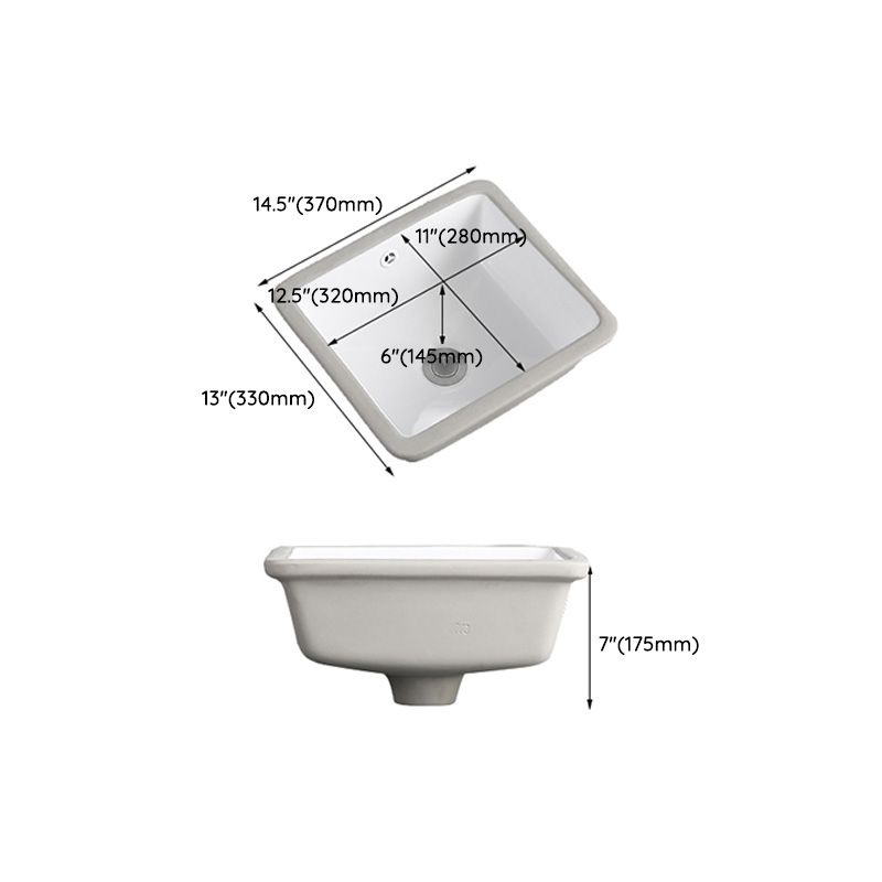 Traditional Undermount Vanity Sink Round Porcelain with Overflow Basin Sink