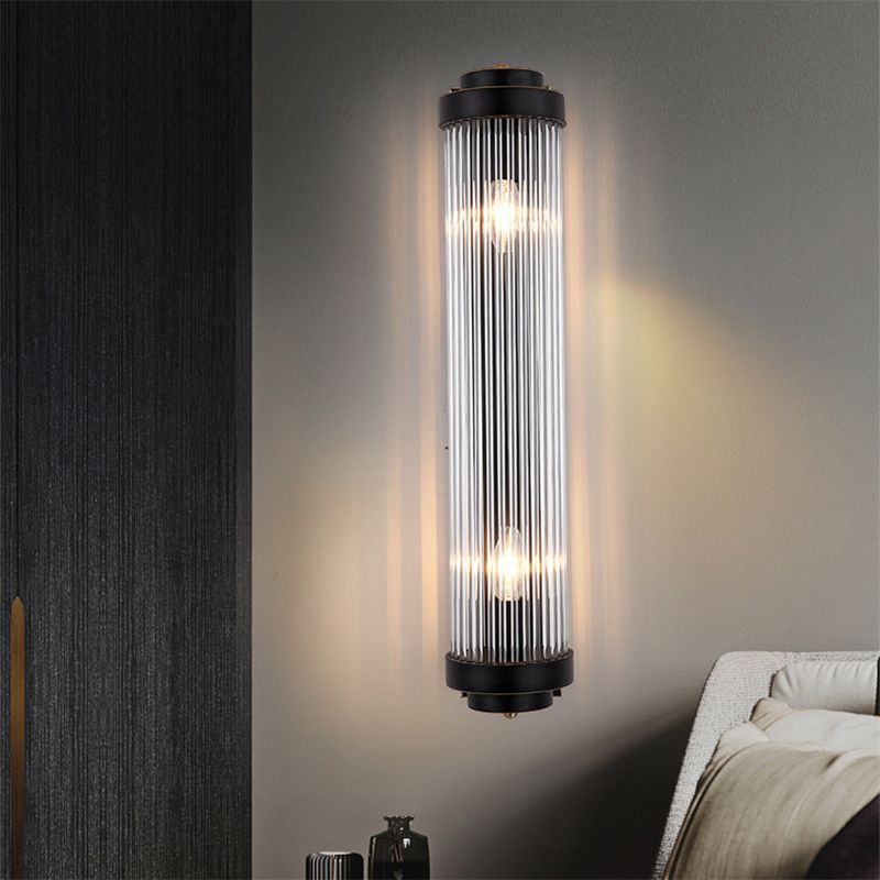 Crystal Cylinder Shape Wall Lighting Modern Style 2 Lights Wall Light Sconce