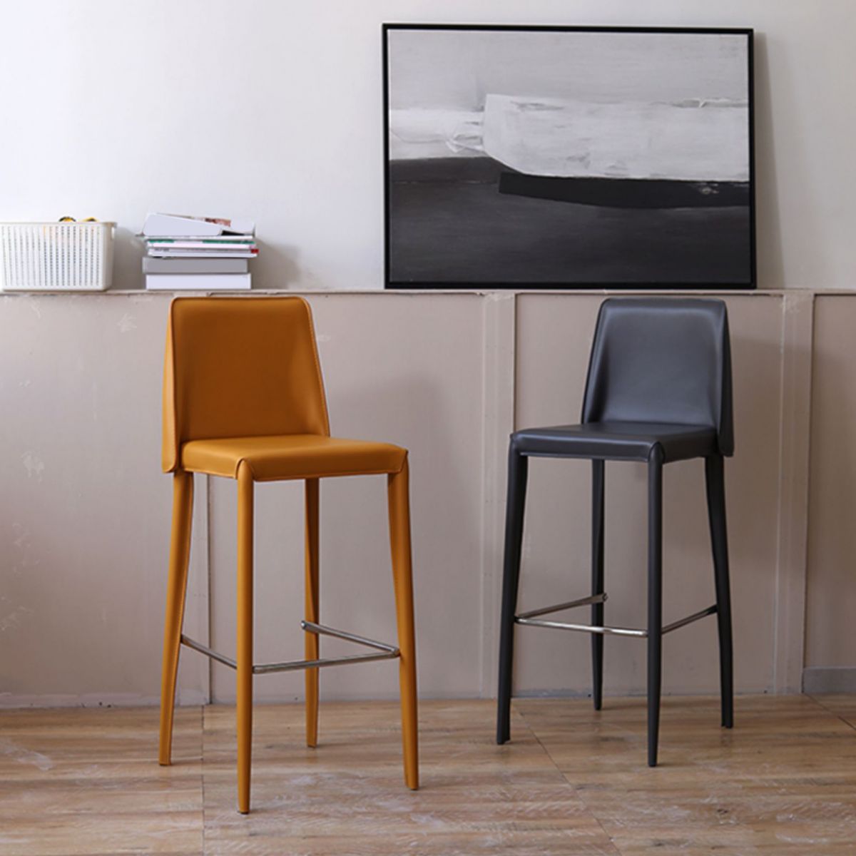 Modern Bar Stool Leathe Backrest Counter Stool for Living Room