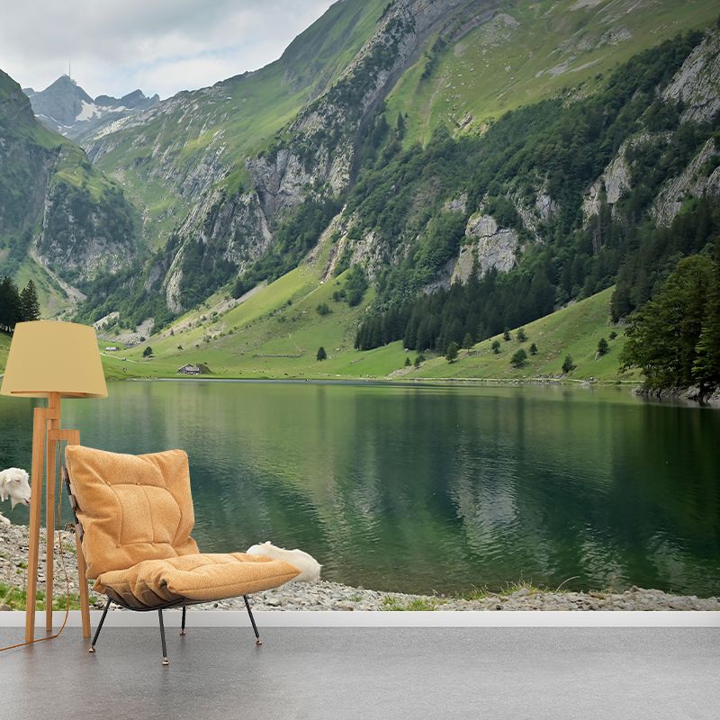 Tall Mountain Mural Wallpaper Modern Style Mildew Resistant Office Wall Mural