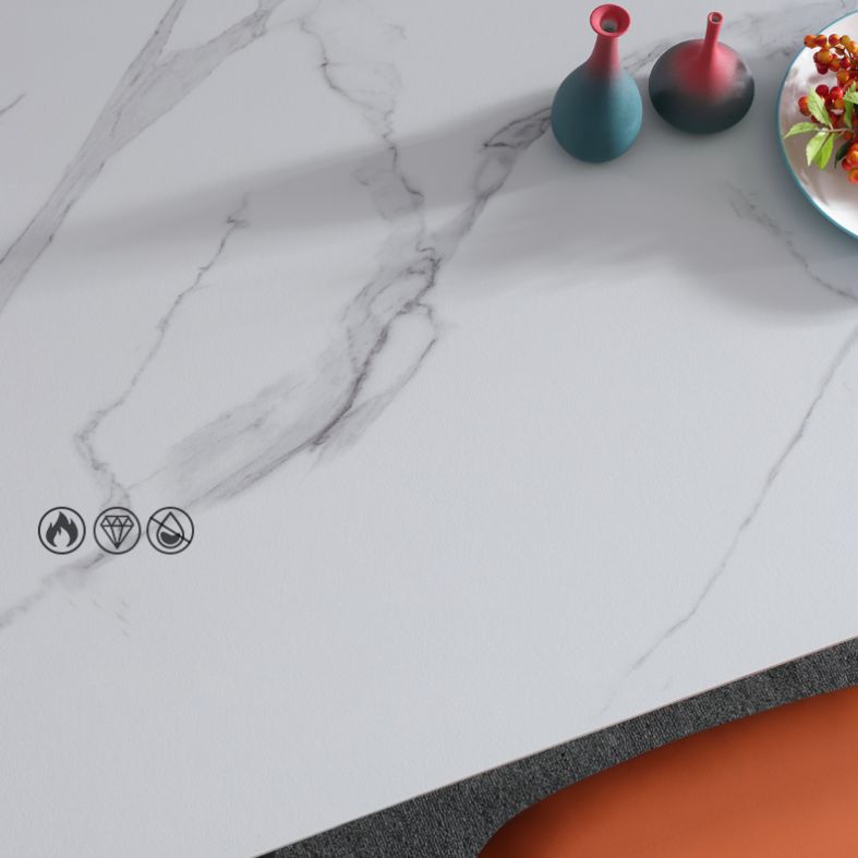 Modern 1/2/5/7 Pieces Rectangle Dining Set Sintered Stone Table with Leather Chairs