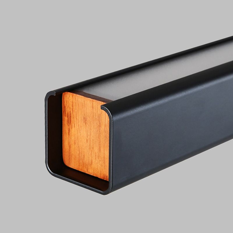 Modern Island Light Metal Straight Island Pendant in Black for Dining Room