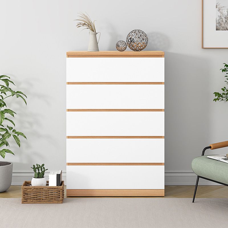 Contemporary Wood Accent Chest with 4/5 Drawers Rectangle Standard Chest