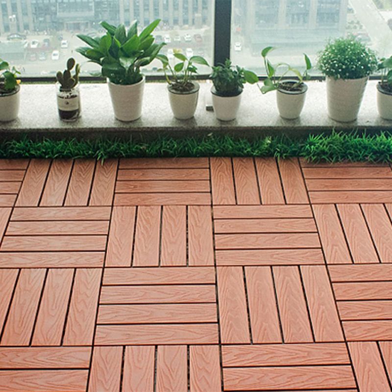 Composite Deck Plank Solid Color Interlocking Wood Flooring Tiles