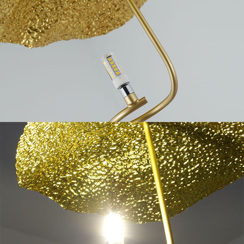 Luz de colgante de novedad posmoderna lámpara de loto de loto de loto con sombra de metal