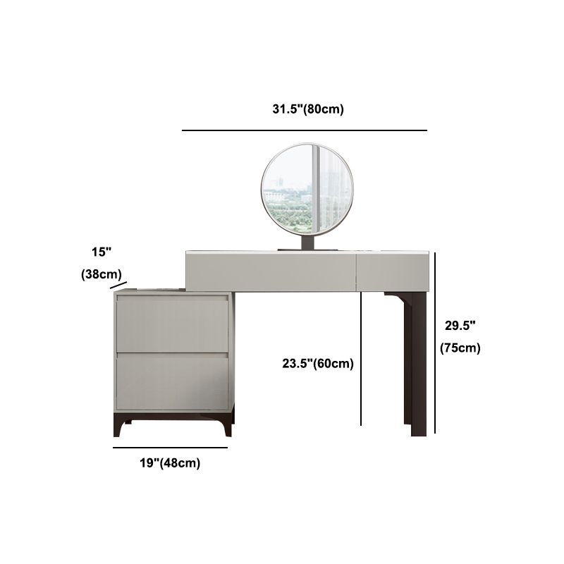 Contemporary Gray Makeup Table With Drawers 14.96 W x 29.52" H for Bedroom