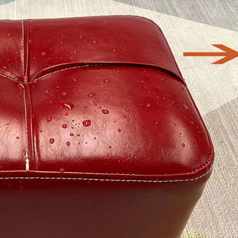 Contemporary PU Leather Pouf Chair Plain Square Tufted Water Resistant Target Pouf