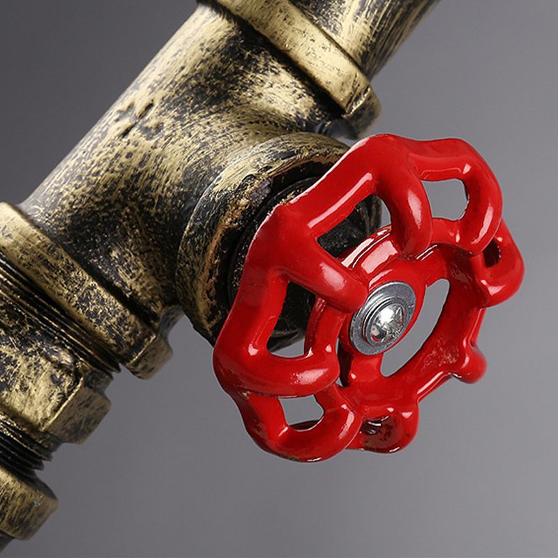 Iron Bronze Pendant Lighting Water Pipe 1 Head Steampunk Valve Hanging Ceiling Light for Restaurant