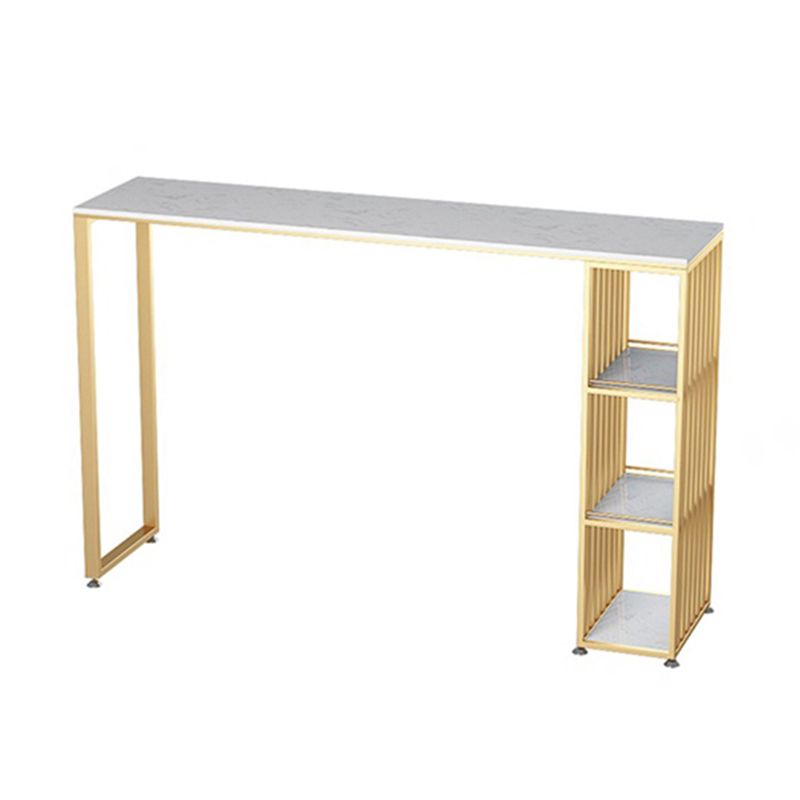 Rectangle Pub Table Bar Height Glam Bar Table with Stone Top