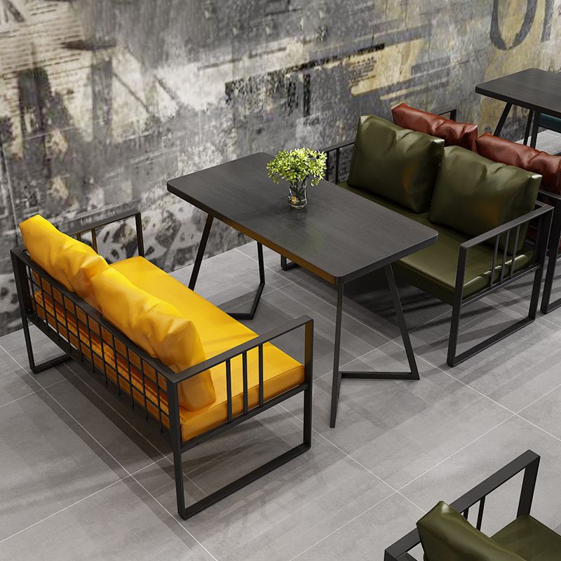 25.59" H Faux Leather Square Arm Sofa Contemporary Standard Sofa