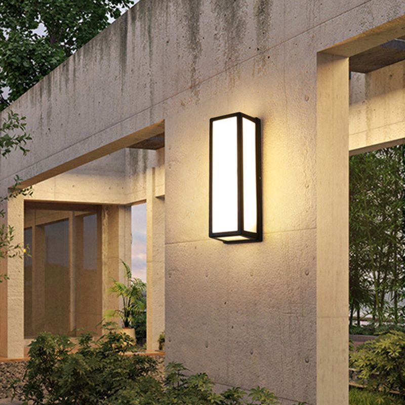 Kleine/grote rechthoekige patio SCONCE LAMP Plastic eenvoud LED spoelmontage wandlicht in zwart