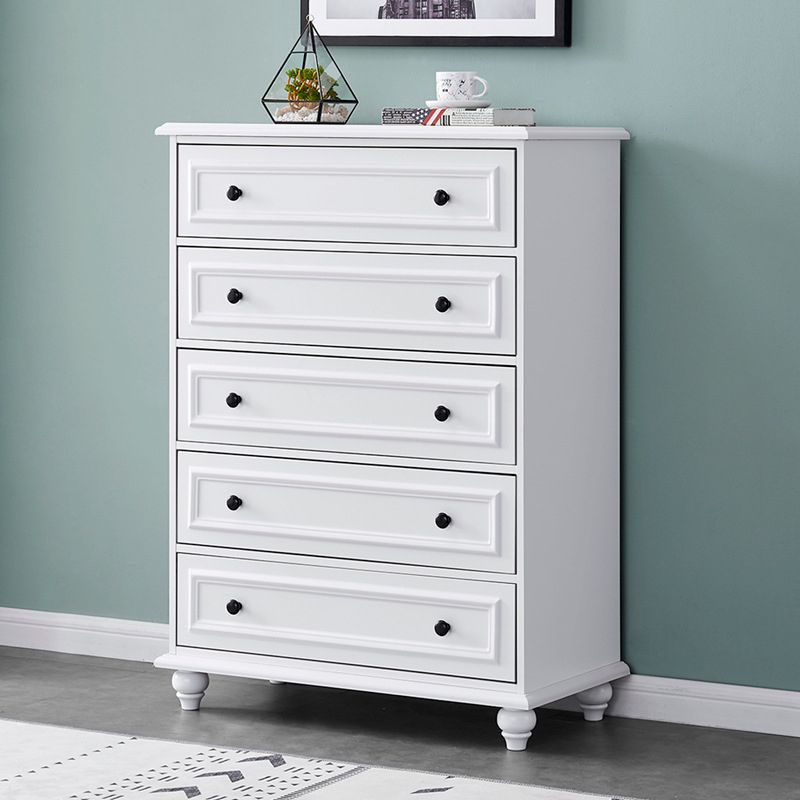 Contemporary Engineered Wood Storage Chest Home Chest in White with Drawers
