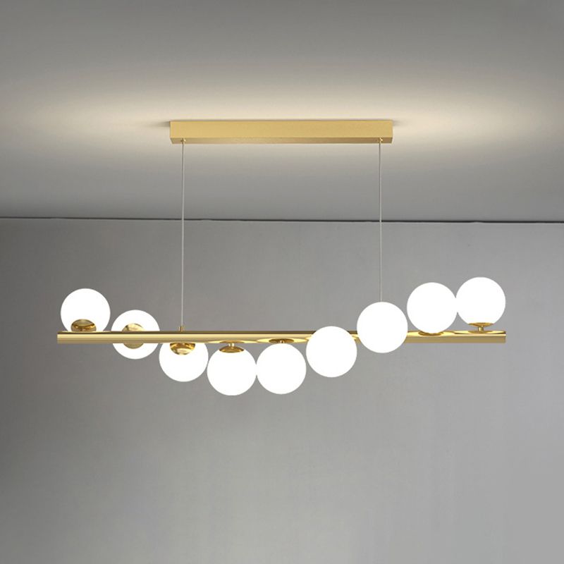Ball Shape Glass Island Chandelier Modern Style Multi Lights Island Ceiling Light in Gold