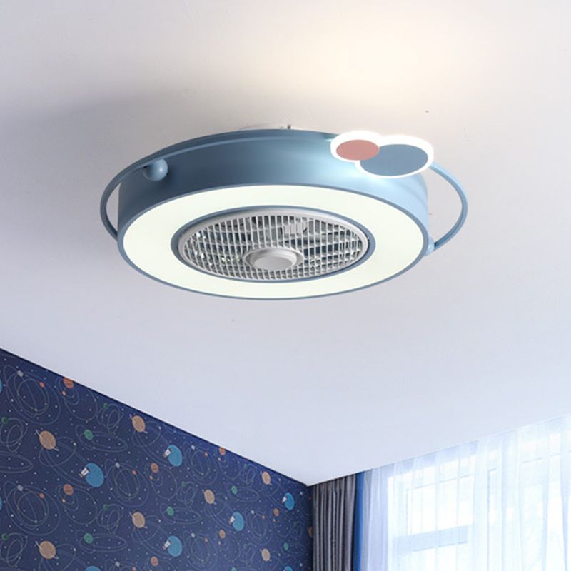 Fan Blue/Pink LED Afferty Acrilico SEMILE SEMI SEMI SEMI SEMI SEMI FLUSHETTO CON ORNAZIONE DI CUORE/CLOUP TOUND/AMORE, larghezza 23,5 "