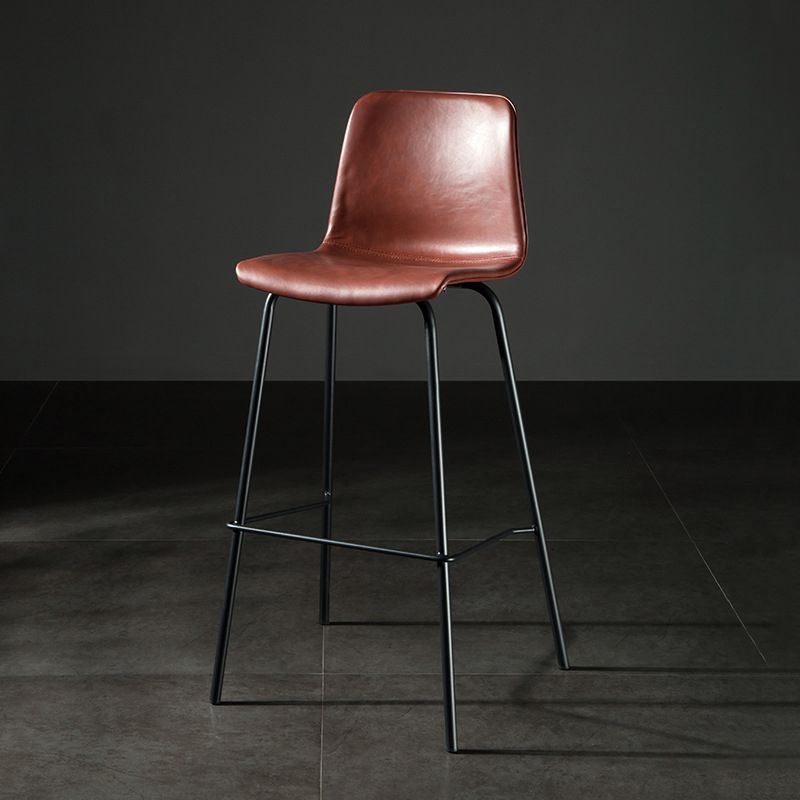 Modern Matte Finish PU Leather Barstool Low Back Restaurant Stool