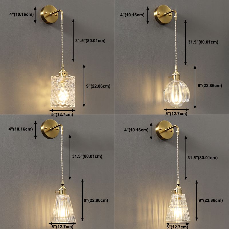 Modern Metal Flush Mount Wall Sconce 1-Light Wall Sconce Lights with Clear Glass Shade