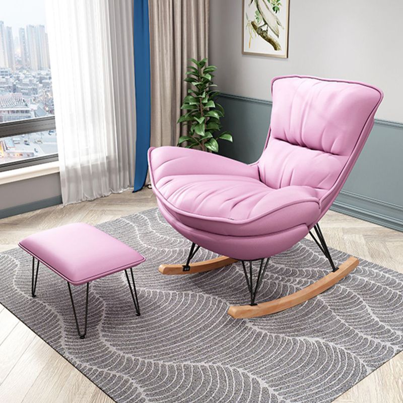 Contemporary Rocking Chair Fabric Upholstered Wing Chair Back Indoor Rocking Chair
