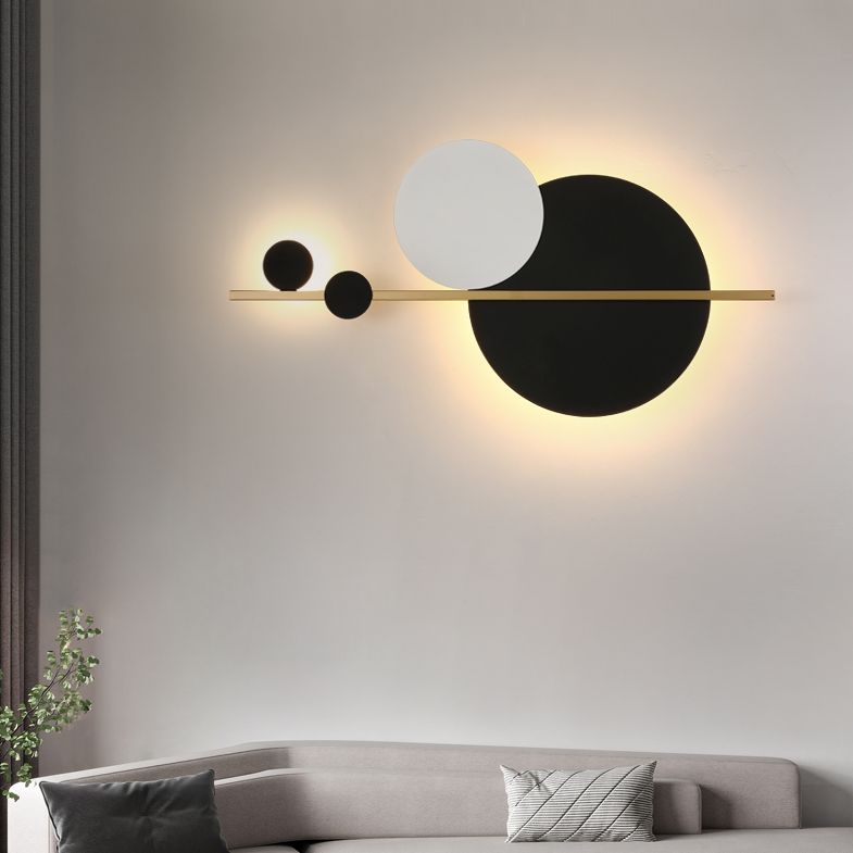 Circular Wall Sconce Nordic Minimalist Style Iron 2 Lights Sconces