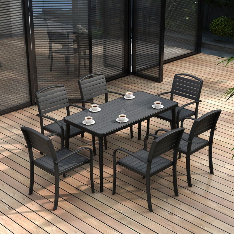 Industrial 1/5/7 Pieces Metal Dining Set Reclaimed Wood Table Set for Outdoor