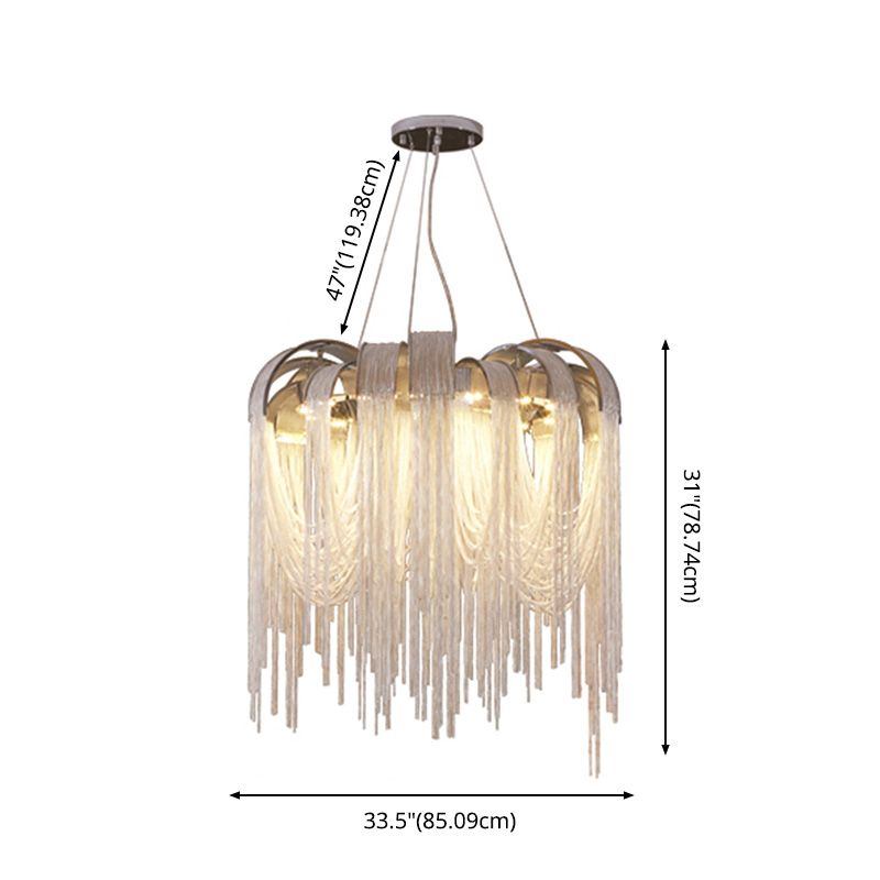 Chain Hanging Pendant Light Tassel Metal Chandelier Light for Dining Room Living Room