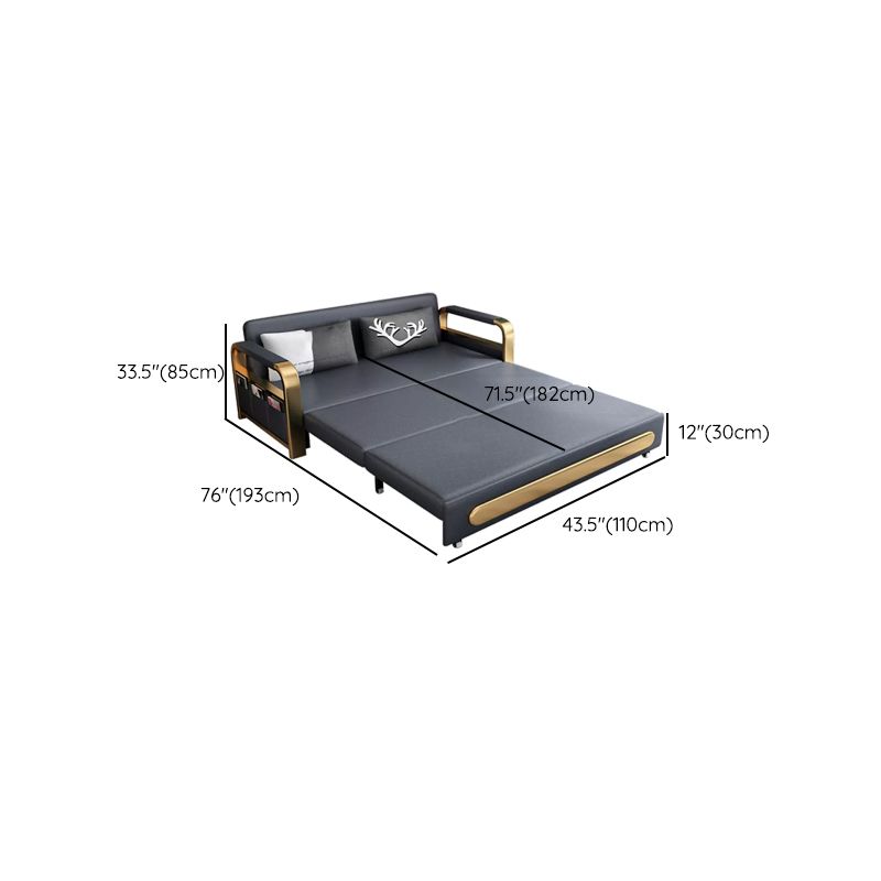 Glam Upholstered Futon and Mattress Square Arms Folding Futon Frame