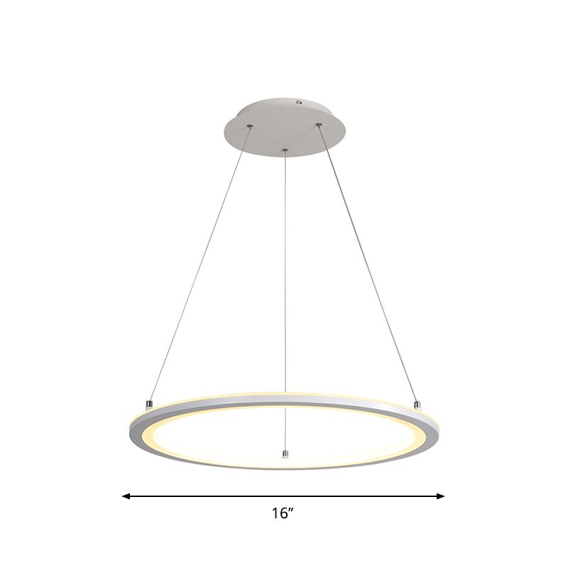 Lampada a ciondolo a ciondolo cucina circolare Acrilico LED Minimalista LED in bianco, larghezza 16 "/19.5" /31,5 "