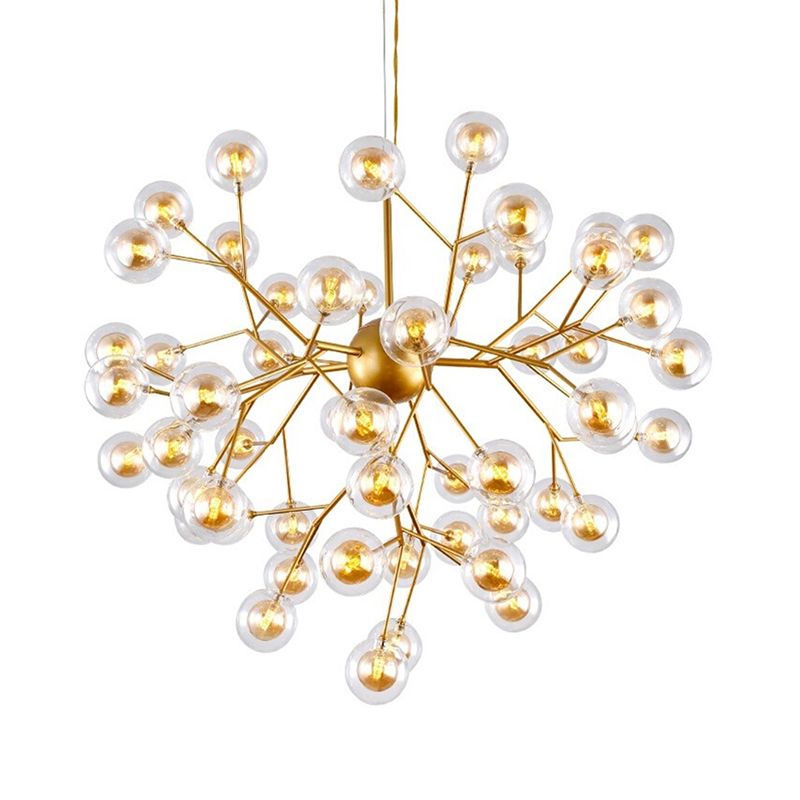 Simplicity LED Chandelier Lamp Bubble Pendant Lighting with Dual Glass Shade for Living Room