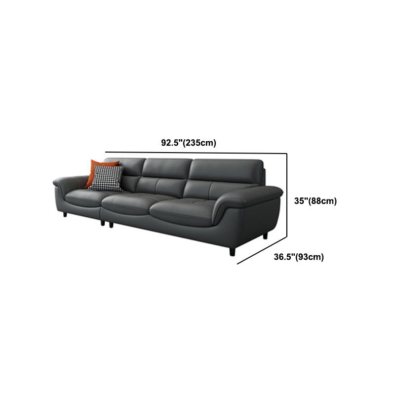 Genuine Leather Stain Resistant Contemporary Pillow Top Arm Sofa Couch
