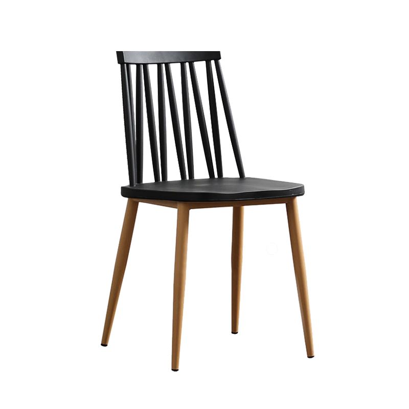 Modern Style Chair Plastic Armless Dining Chair with Metal Base