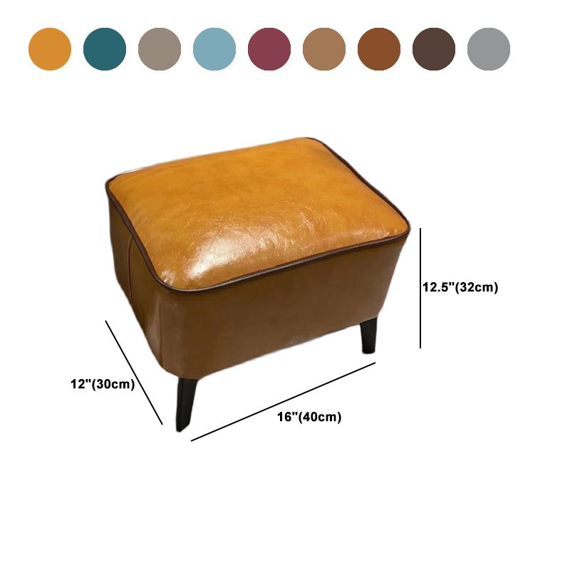 Contemporary Plain Pouf Ottoman Rectangle PU Leather Water Resistant Target Pouf