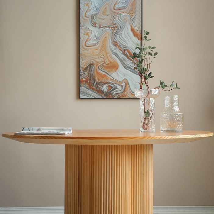 Eigentijdse ronde eettafel dennen vaste houten tafel met voetstukbasis voor thuiskeukendiner