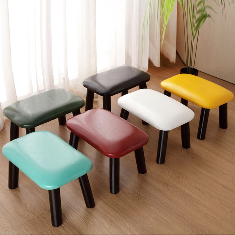 Faux Leather Ottoman Whole Colored Nailhead Trim Water Resistant Rectangle Pouf Ottoman