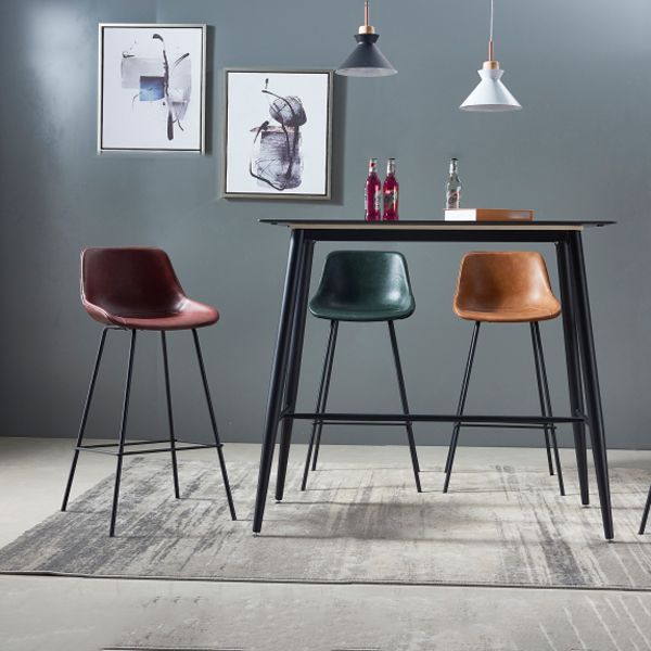 Contemporary Bar-stool PU Leather Counter Bar Stool for Kitchen with 4 Metal Legs