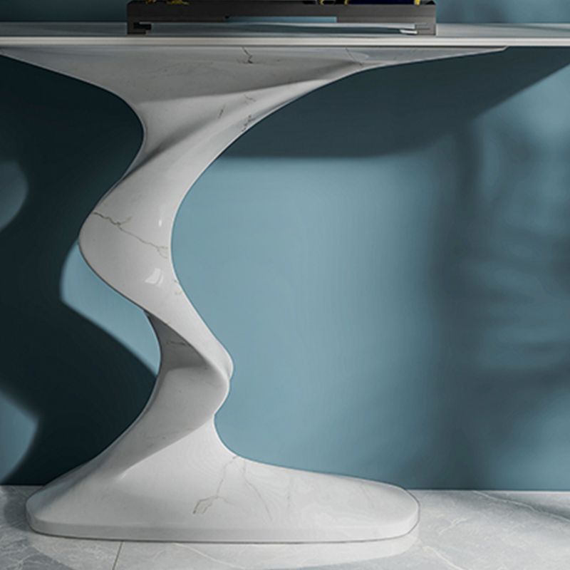 Rectangle Shape Contemporary Console Table Stone Console Sofa Table in White