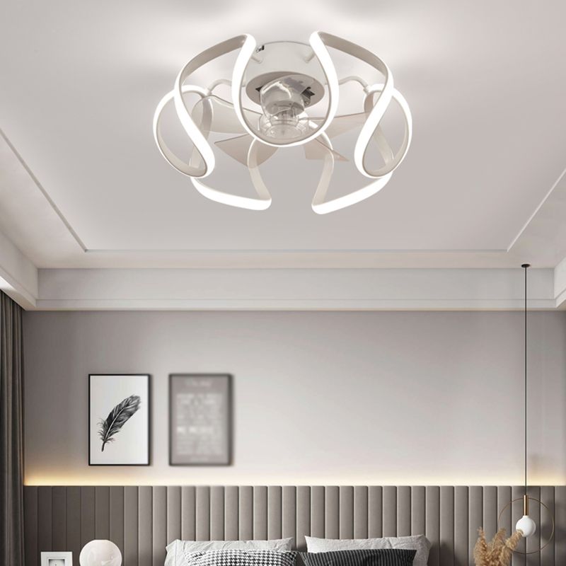 Metal Geometric Ceiling Fan Light Modern Style Multi Lights Flush Mount Lamp