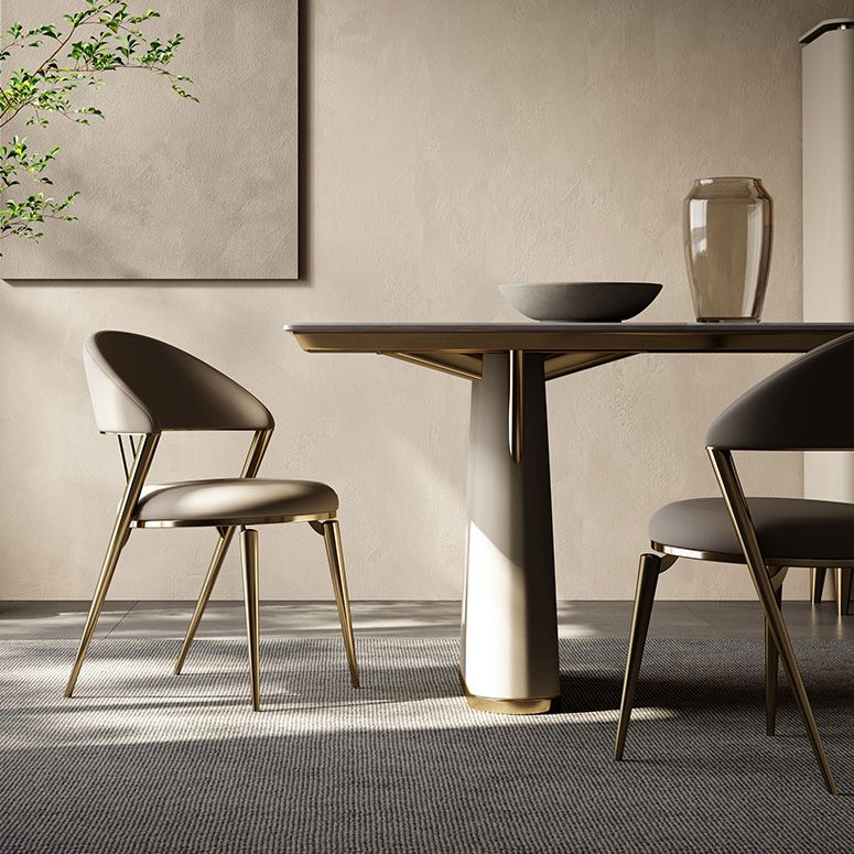 Glam Kitchen Side Chair Metal Legs Open Back Dining Armless Chair