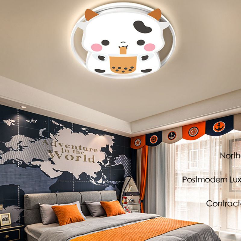 Lovely Cow LED Ceiling Light Modern Simple Style Flush-mount Lamp for Bedroom Living Room