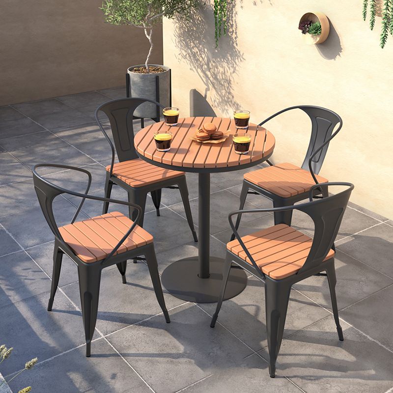 1/3/4/5 Pcs Brown Dining Set Industrial Round Dining Table Set