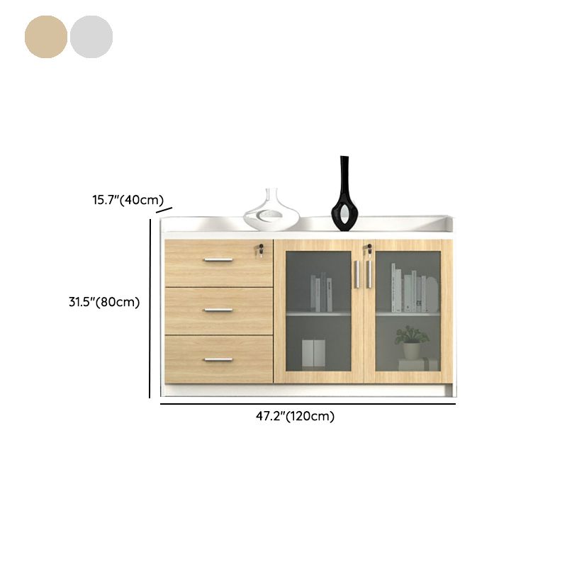 Contemporary File Cabinet Wooden Frame Key Locking Lateral File Cabinet