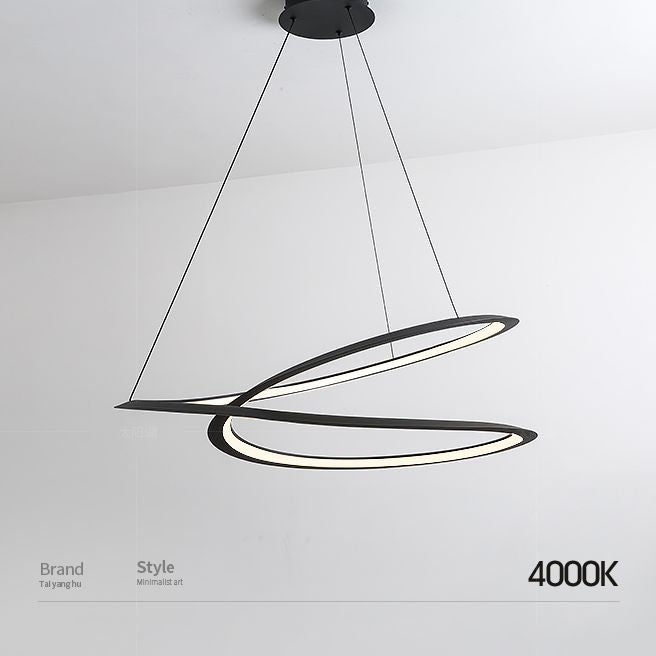 Ultra-modern Twisting Hanging Chandelier Metallic Hanging Lamp with Hanging Cord for Restaurant