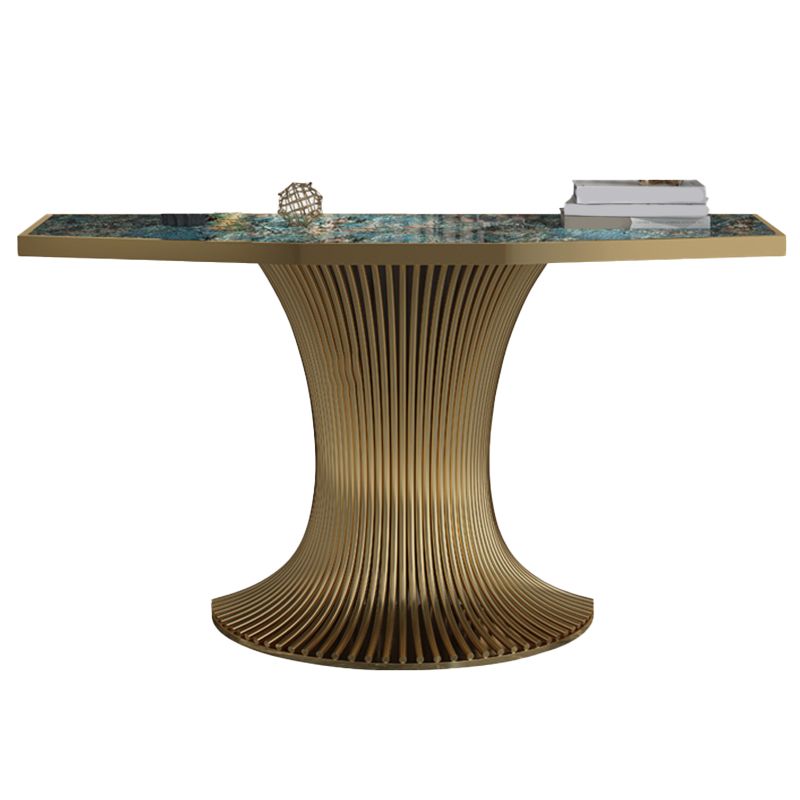 Glam Stone Sofa Console Table with Stainless Steel Bracket for Hall